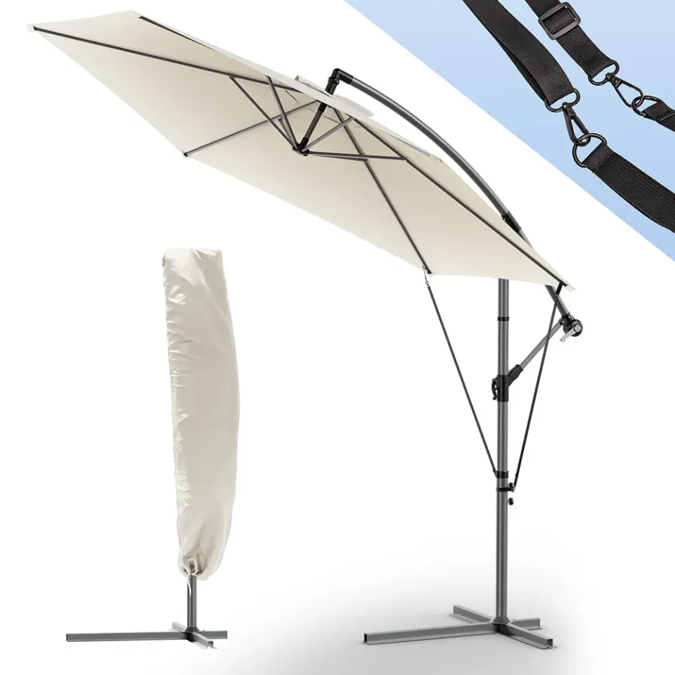 VOUNOT Ombrellone decentrato 3 m beige parasole anti-UV