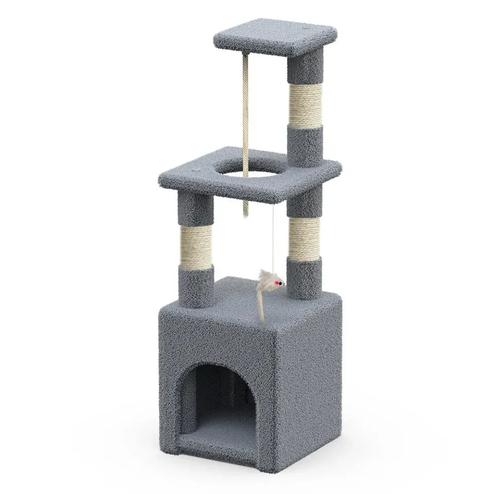 VOUNOT albero tiragraffi 88 cm grigio con cuccia