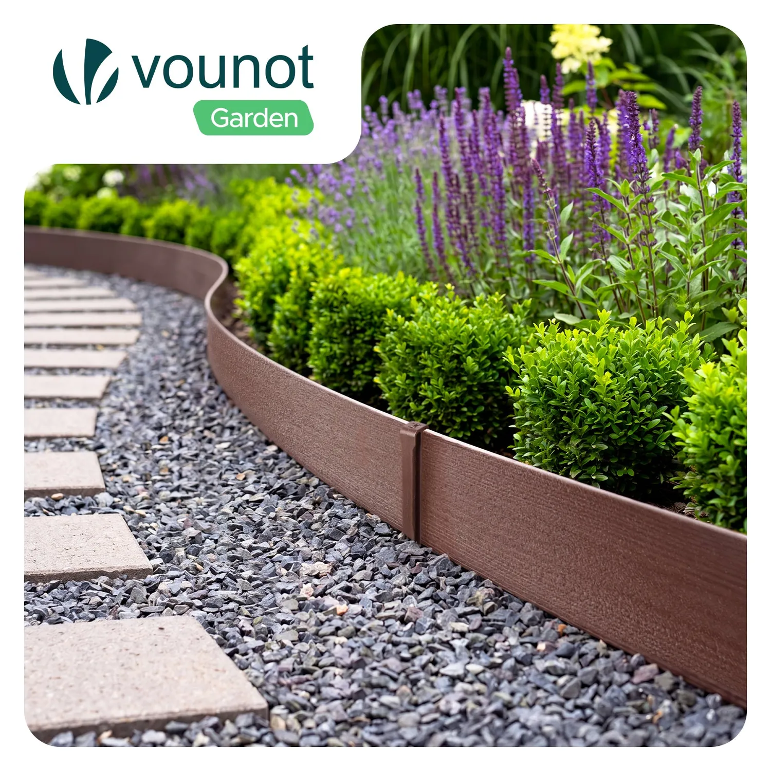 VOUNOT Bordura Giardino 20 m Marrone Flessibile