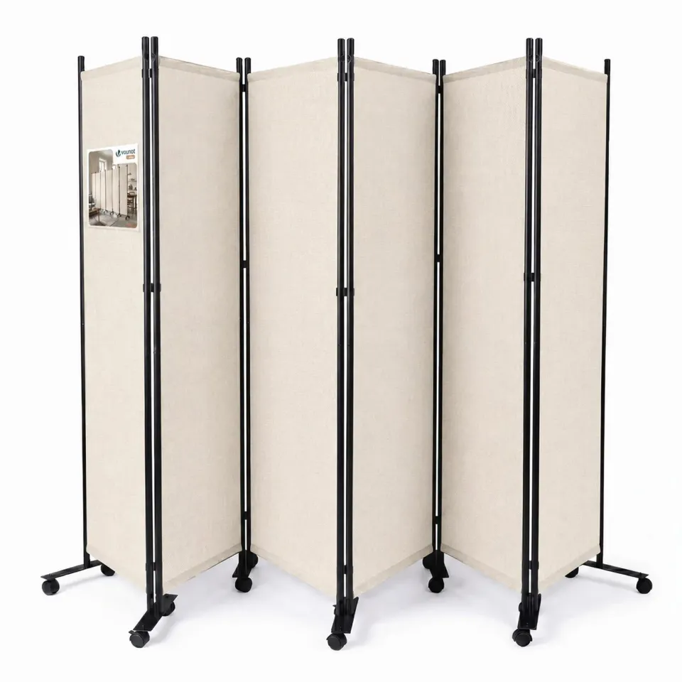 VOUNOT Paravento pieghevole 6 pannelli beige 340x171 cm