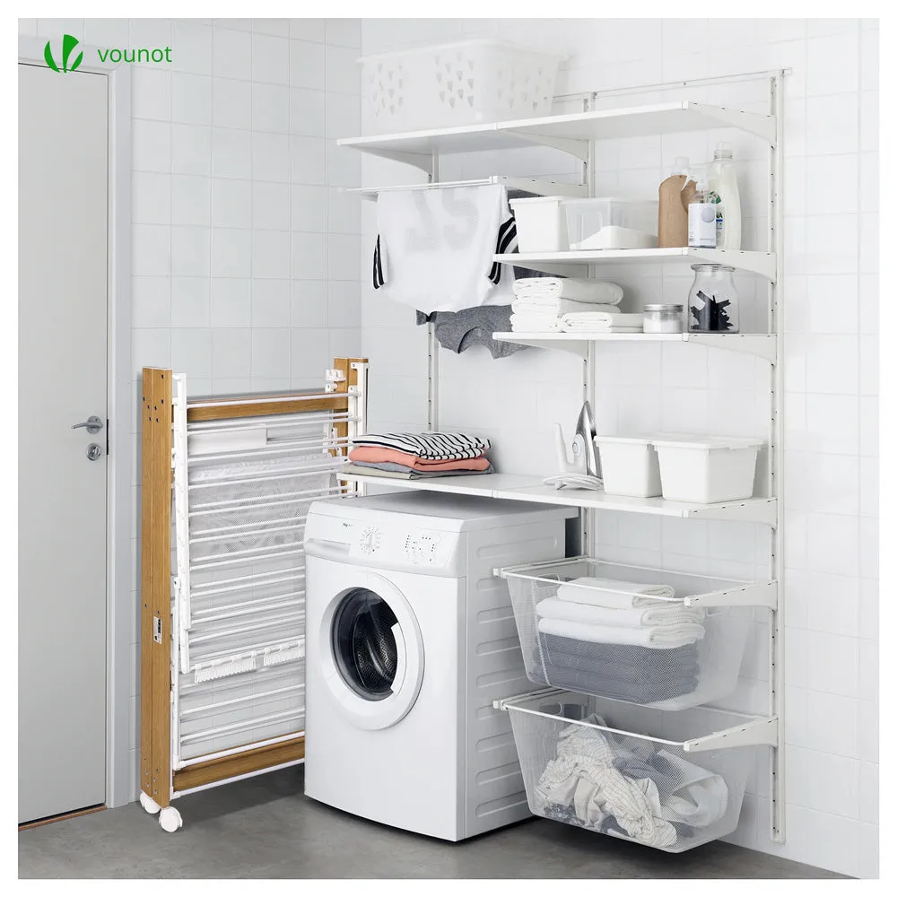 Vounot Deluxe stendibiancheria pieghevole bianco 30 m con ruote
