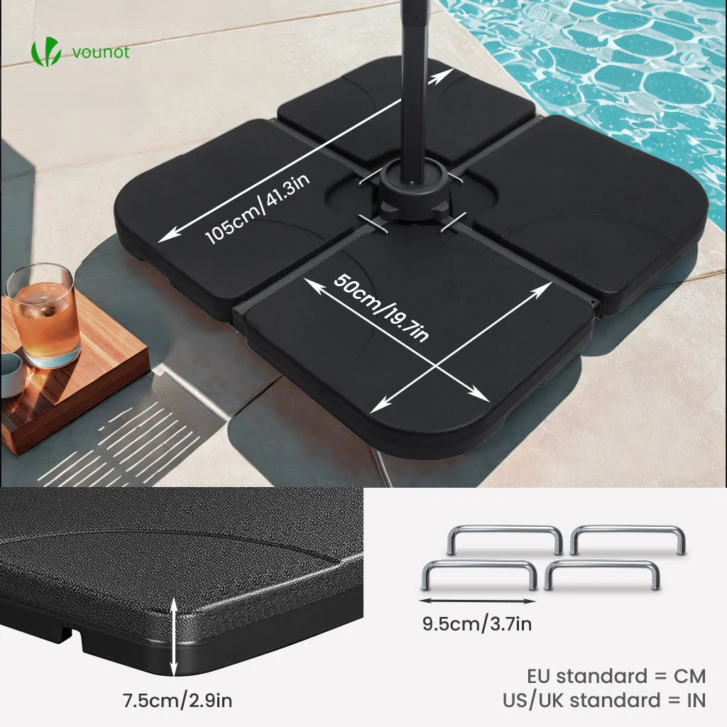 Vounot Zavorre Ombrellone HDPE Set 4 da 60L Nere Antivento
