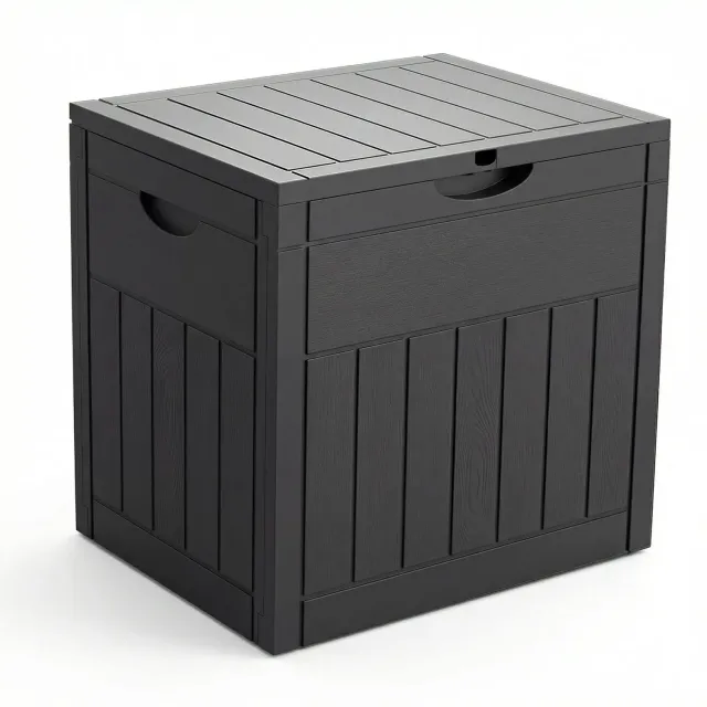 VOUNOT Baule Giardino Esterno 126L Nero Effetto Legno 56x43x53