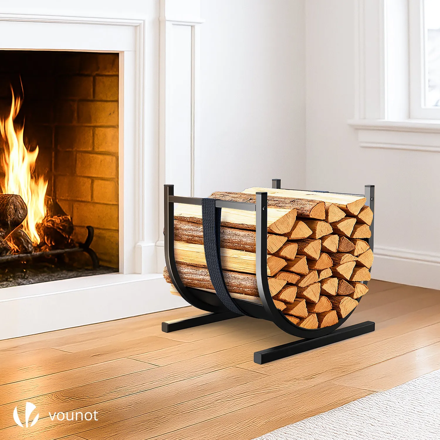 Vounot Portalegna Metallo Nero 41x37x39,5cm con Cinghia 30kg