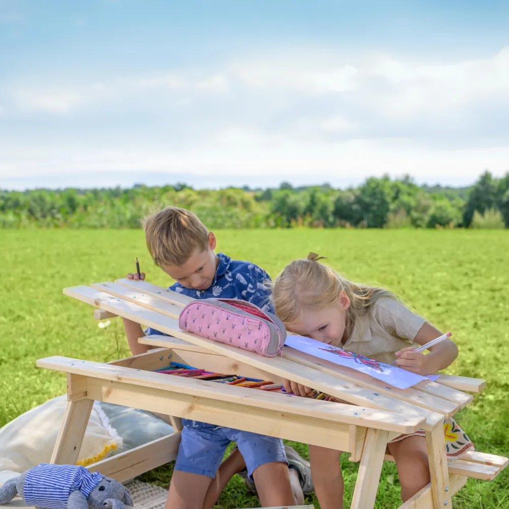 Timbela M010-1 tavolo legno bambini con sabbiera 3-12 anni