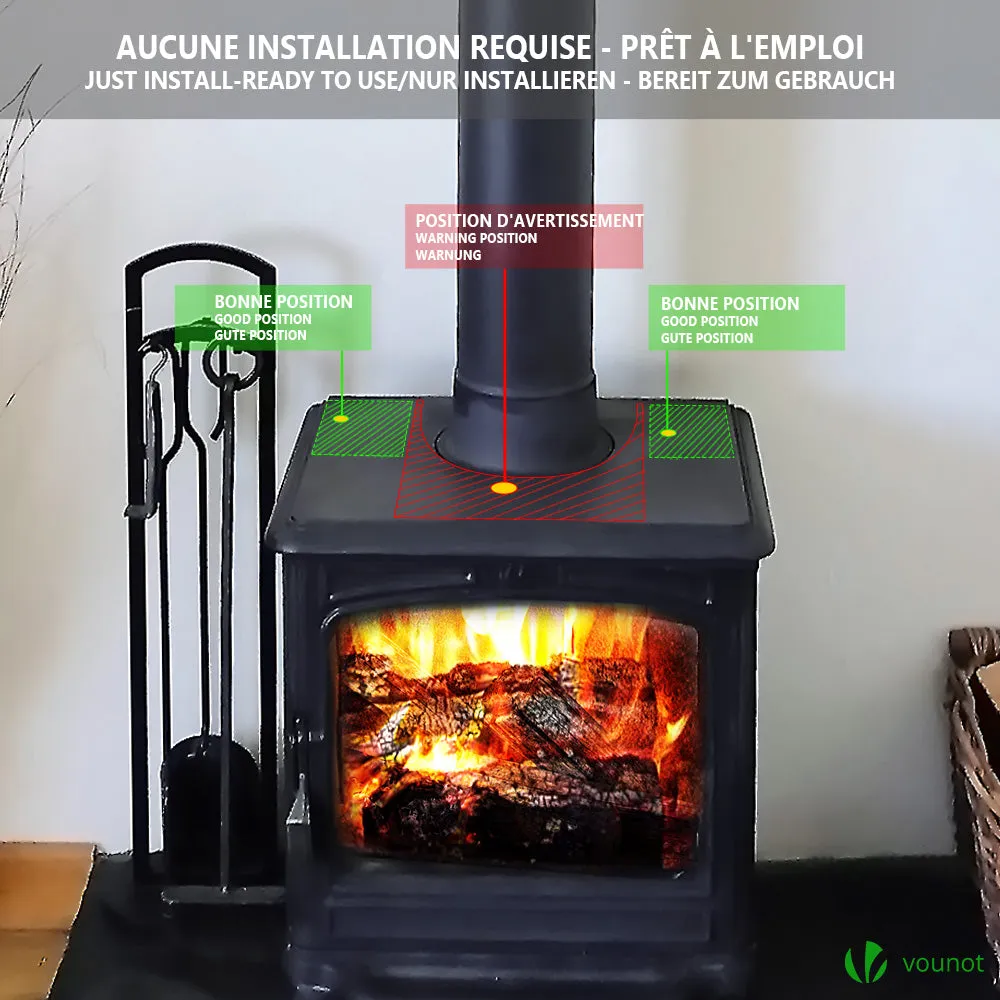 VOUNOT Ventilatore Stufa a Legna 4 Pale Termoelettrico Silenzioso