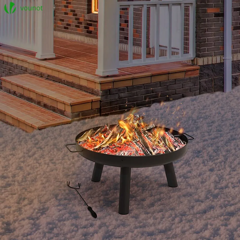 Vounot braciere esterno acciaio nero 60 cm 3 in 1