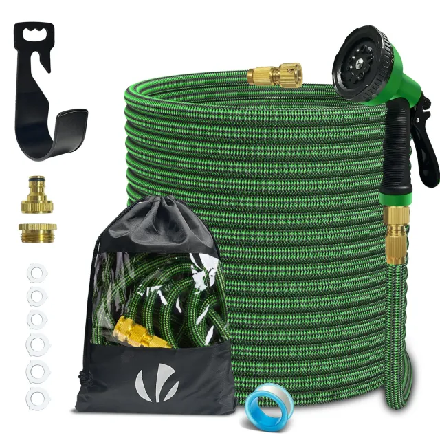 VOUNOT Tubo Irrigazione Estensibile 30m Verde 10 Getti Antinodo