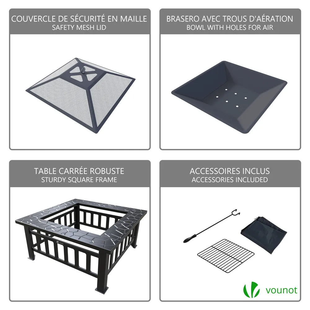 VOUNOT braciere esterno 3 in 1 metallo 81 cm