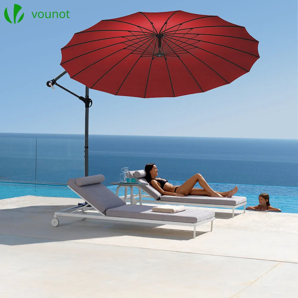 Vounot Shanghai ombrellone decentrato 3 m rosso con custodia