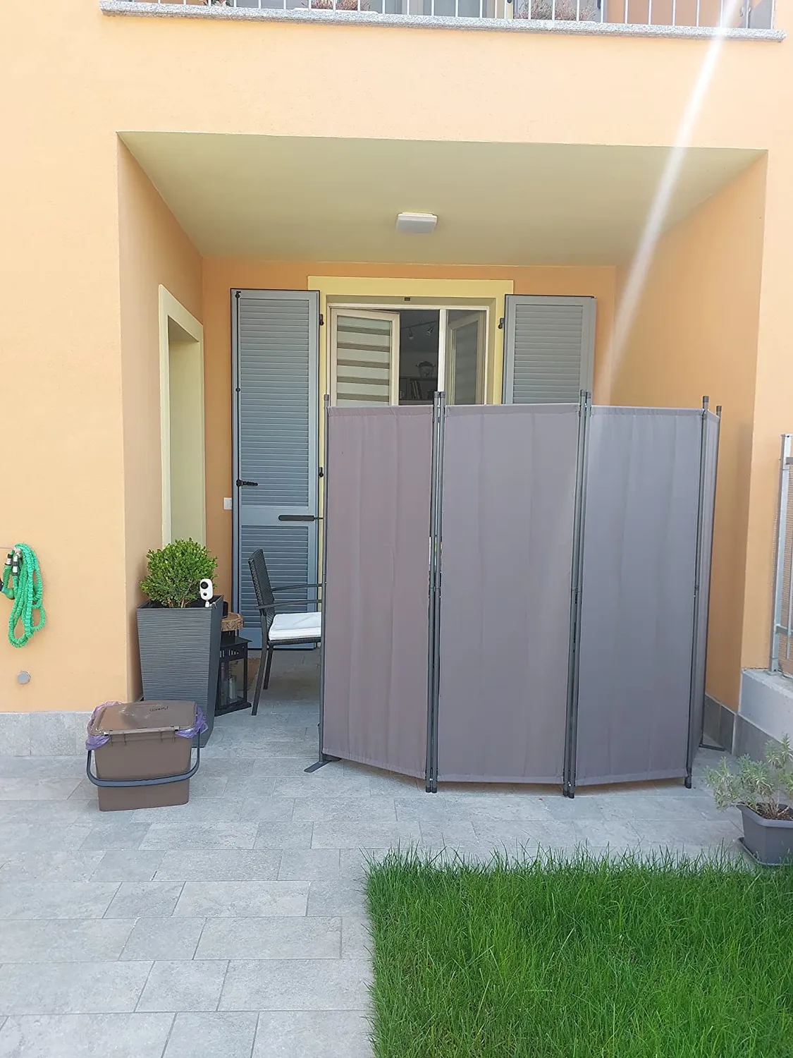 QUICK STAR paravento 3 pannelli 170x165 cm beige da esterno