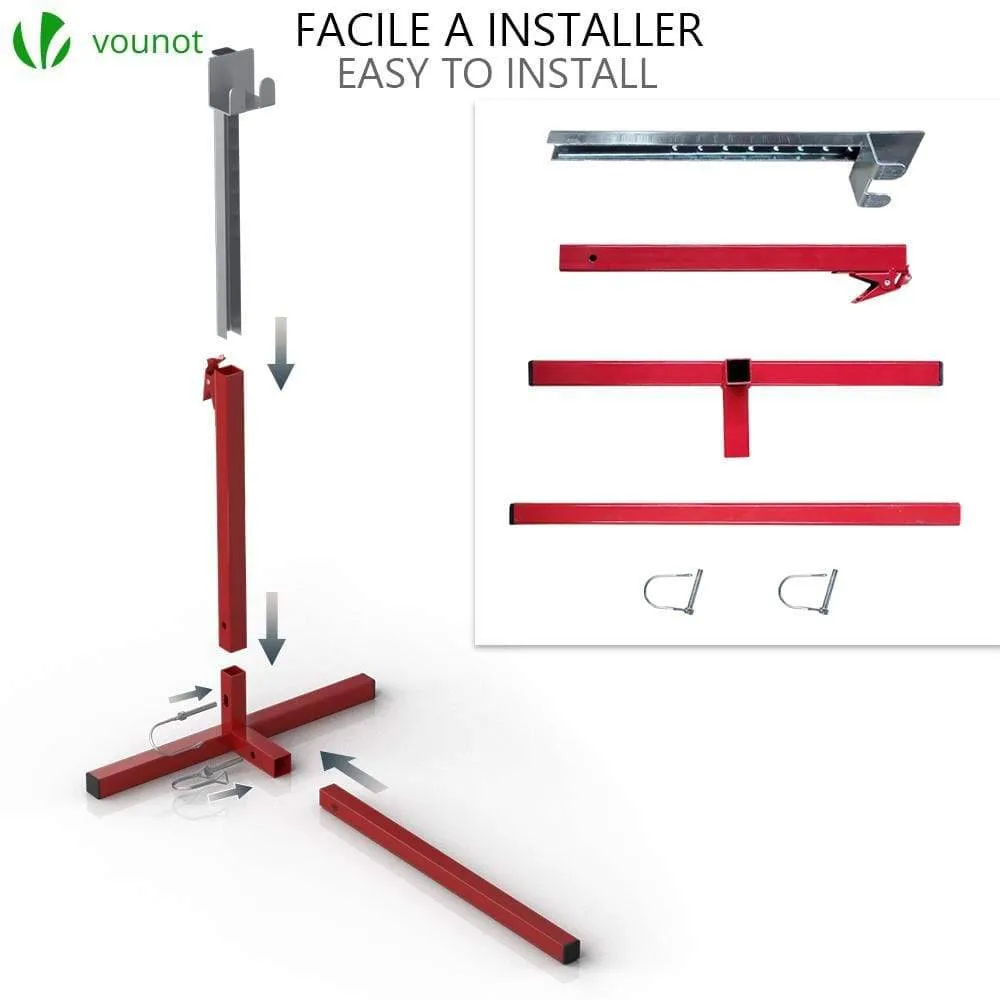 Vounot sollevatore tosaerba rosso altezza regolabile 50 kg