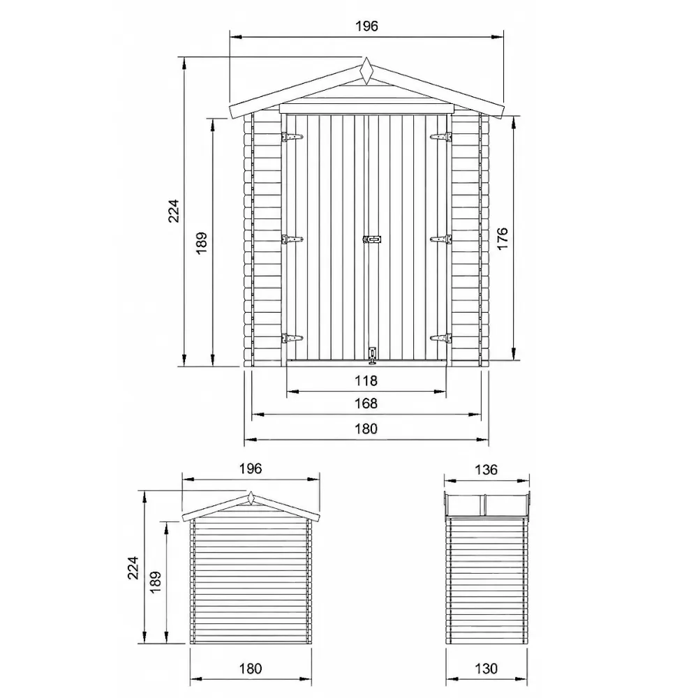 Timbela M367C1 casetta legno 180x130 cm 2 m² da esterno