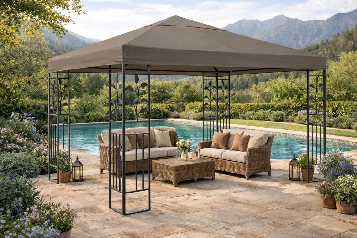 Quick Star telo tetto ricambio gazebo 3x3 m marrone grigio PVC