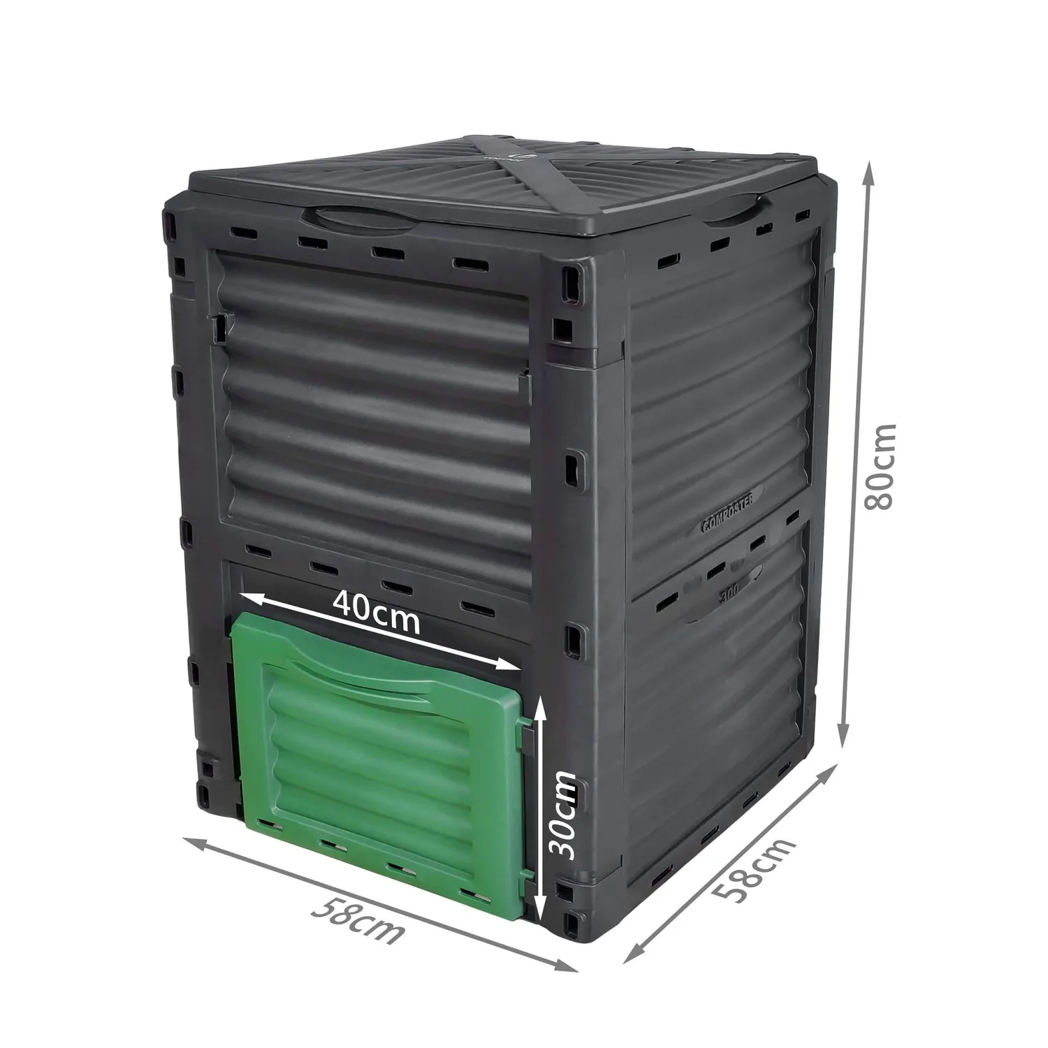 VOUNOT compostiera giardino 300L set 2 pezzi nera