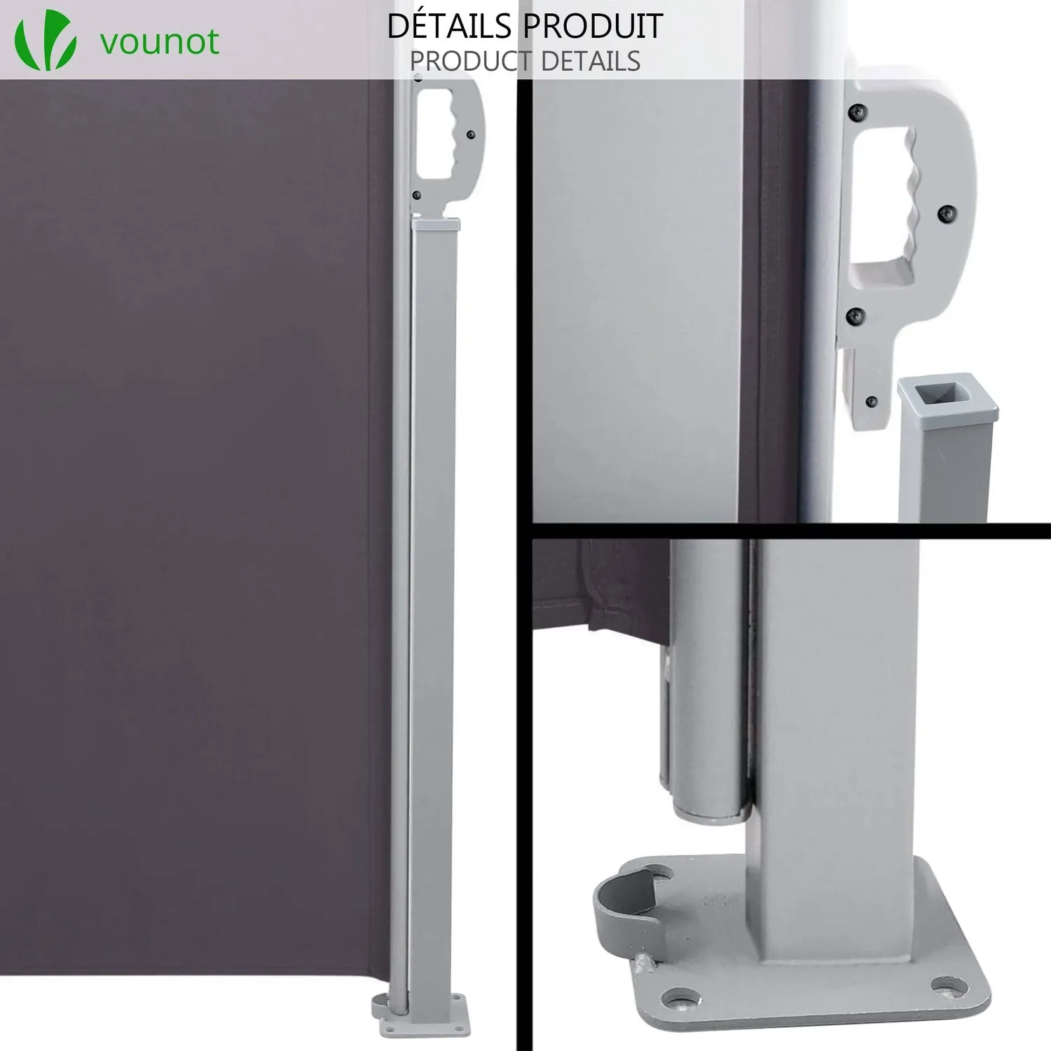 VOUNOT Tenda Laterale 180x300 cm Nera retrattile