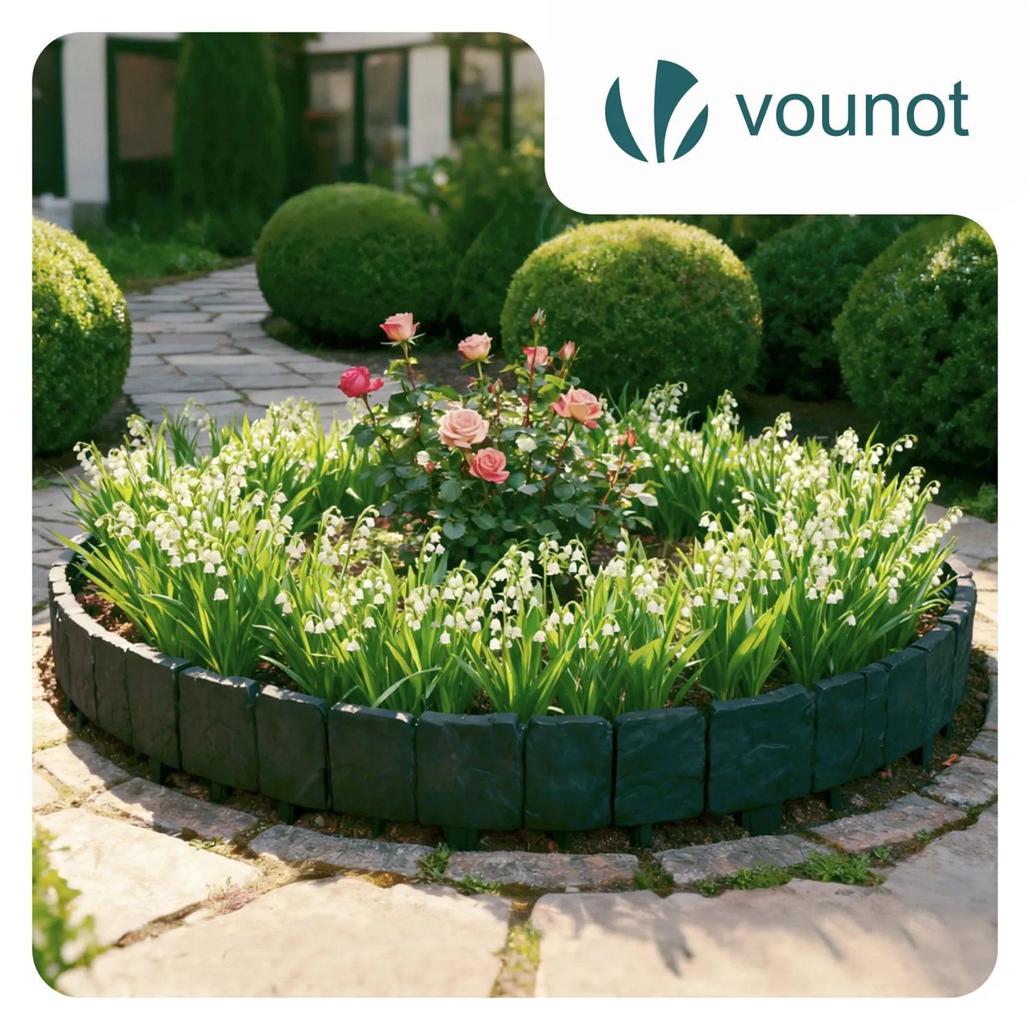 Vounot bordo giardino plastica effetto pietra 20 m grigio