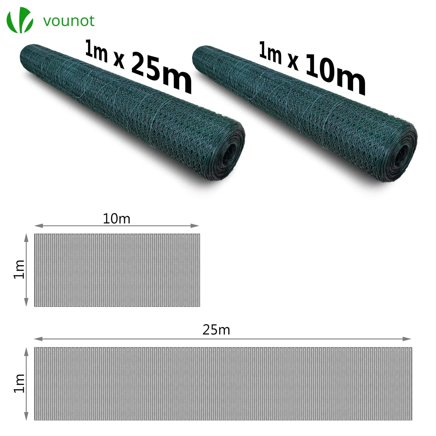 VOUNOT Rete per pollaio 1x10 m verde maglia 13 mm