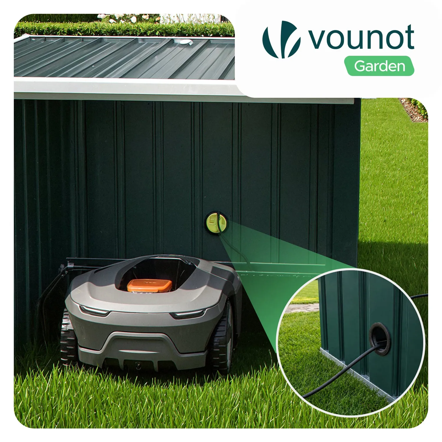 VOUNOT Garage Robot Tagliaerba 78x92x62 cm Verde Metallo