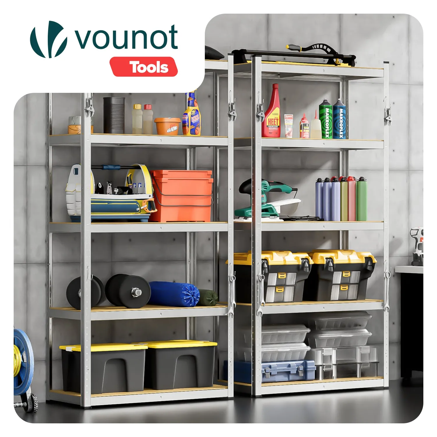 VOUNOT scaffale metallo 5 ripiani 90x40x180 set 2pz