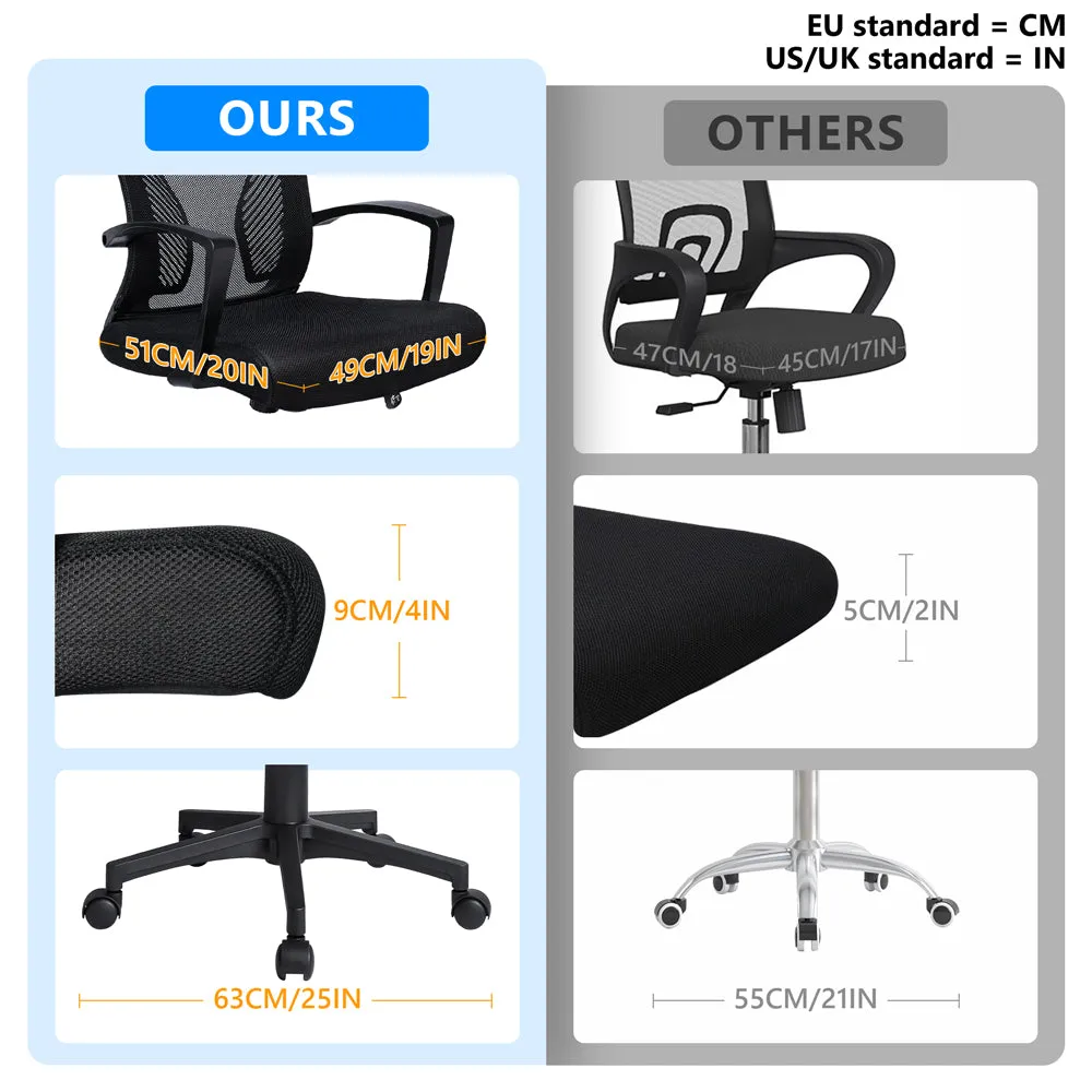 VOUNOT Sedia Ufficio Ergonomica Nera Rete Traspirante