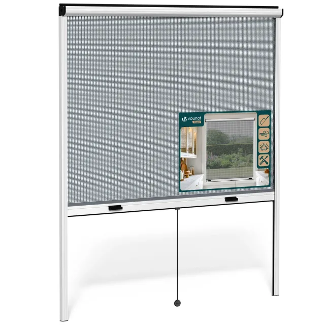 Vounot zanzariera avvolgibile 150x160 cm bianca alluminio