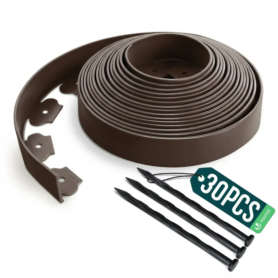 Vounot Bordura Giardino Flessibile 10m Marrone Picchetti