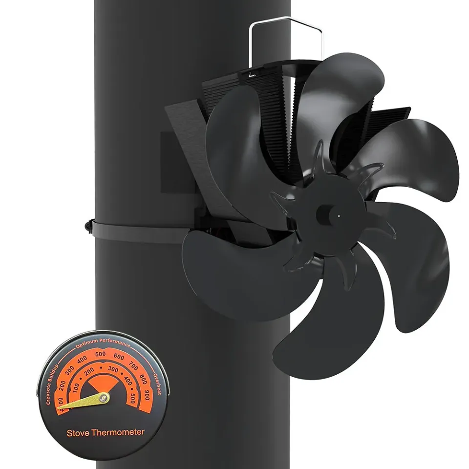 Vounot Ventilatore Stufa Legna 6 Pale con Termometro silenzioso