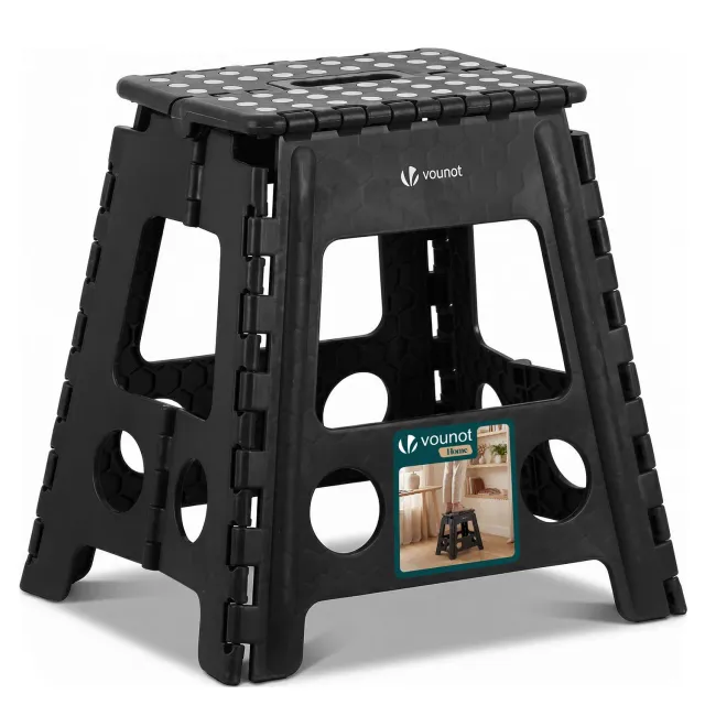 VOUNOT Sgabello Pieghevole 39x32x40cm Scaletta Nera
