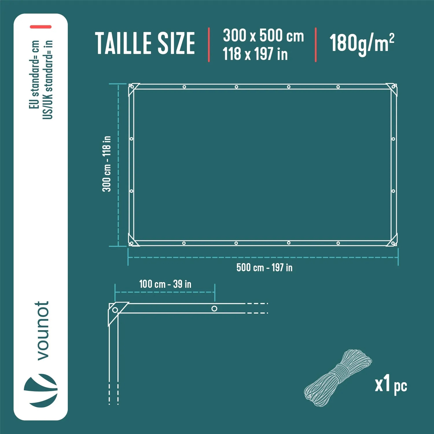 VOUNOT Telo protezione impermeabile 3x5 m 180 g/m²
