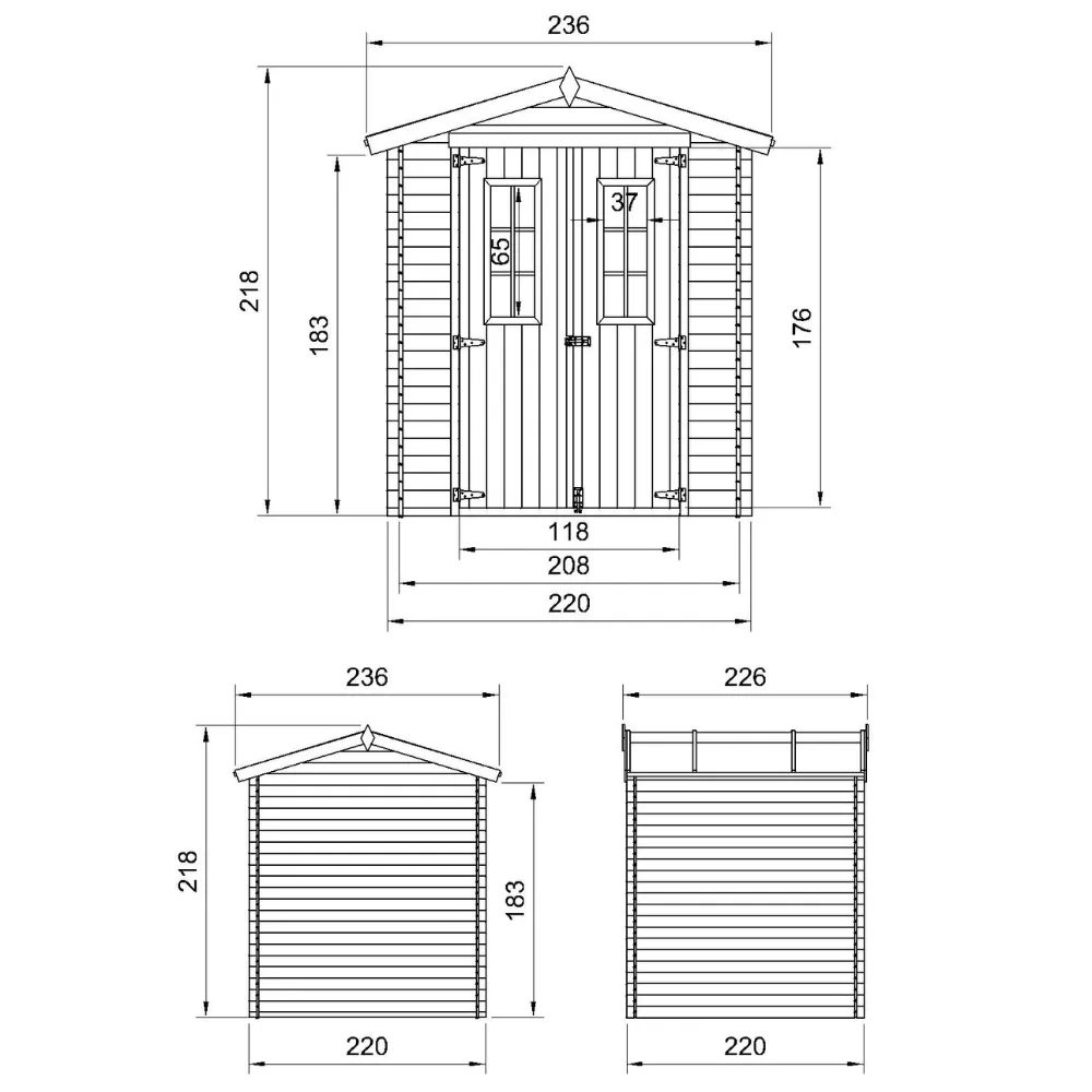 Timbela M369C casetta legno 220x220 cm 4 m² portattrezzi