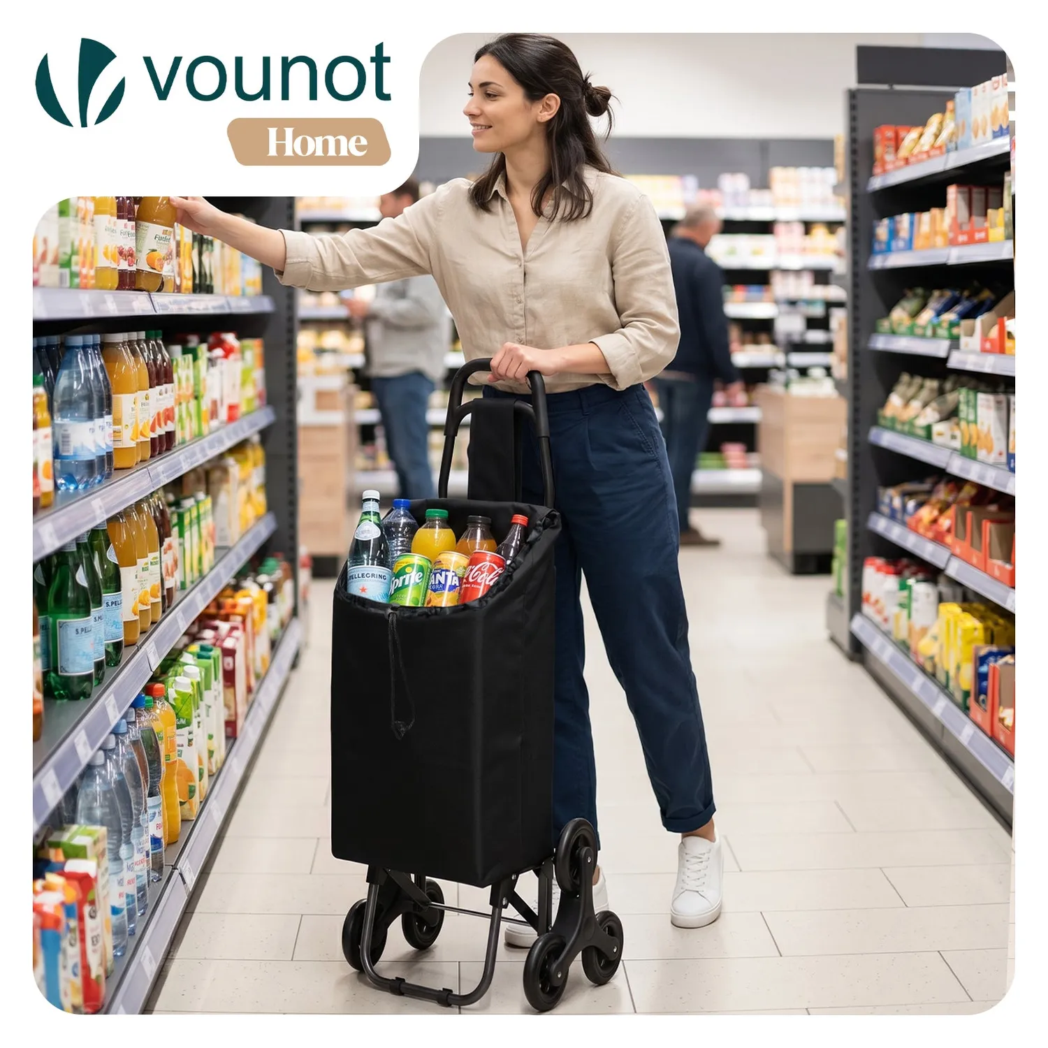 Vounot Carrello Spesa Saliscale Pieghevole 32L Nero