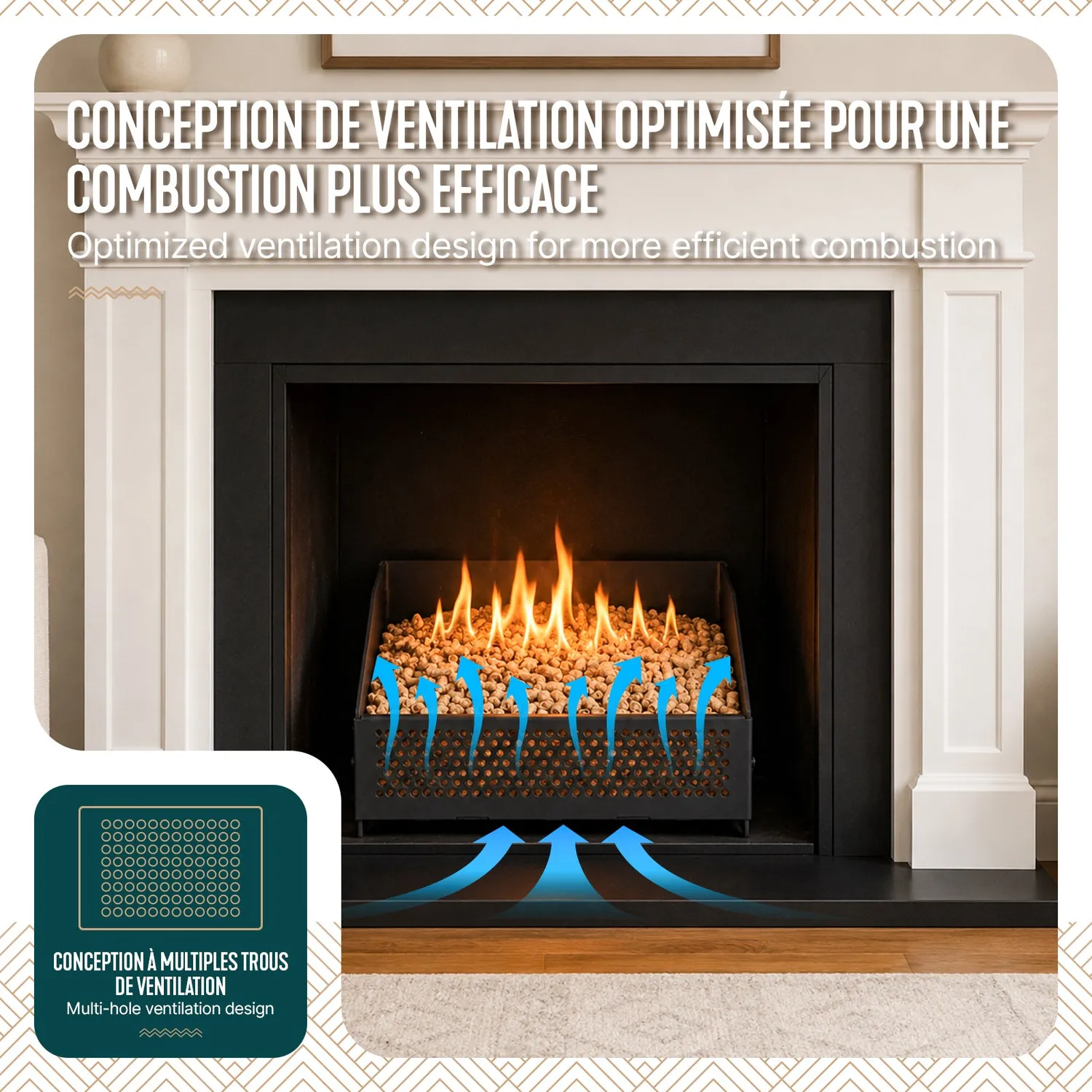 Vounot Cestello Bruciatore Pellet 30cm Nero per Camino