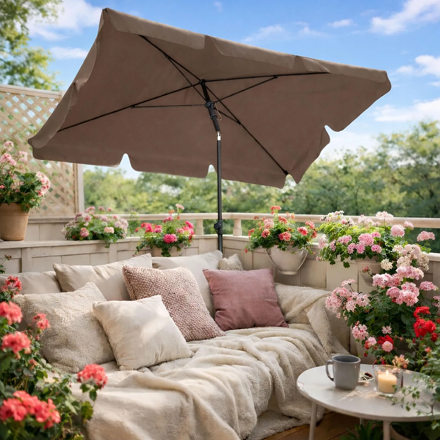 QUICK STAR 200x125 cm ombrellone balcone grigio tortora
