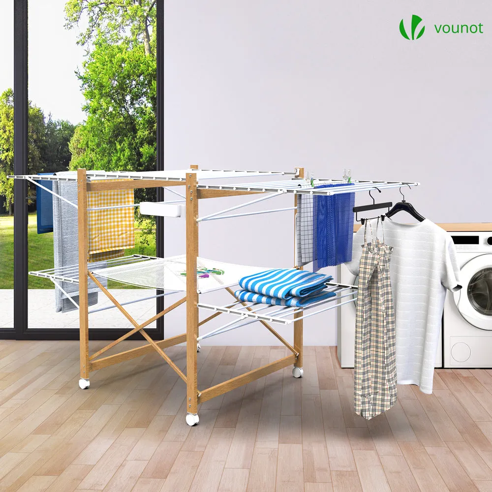 Vounot Deluxe stendibiancheria pieghevole bianco 30 m con ruote