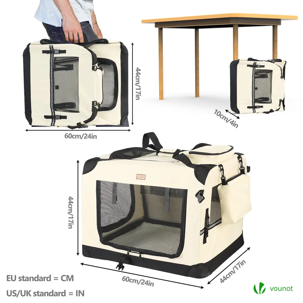 VOUNOT Trasportino Cane Pieghevole 60x44x44 cm Beige Borsa