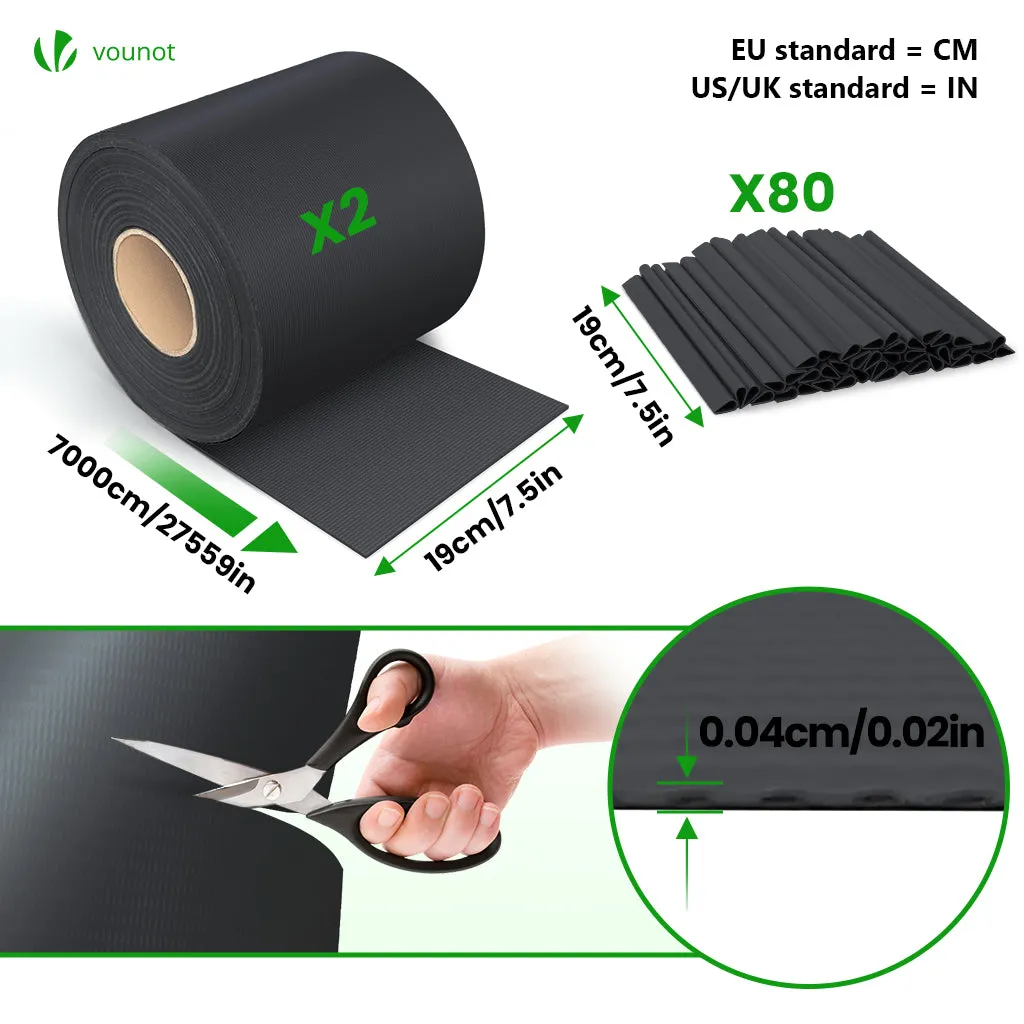 VOUNOT strisce frangivista PVC nere 19cm x 140m da recinzione