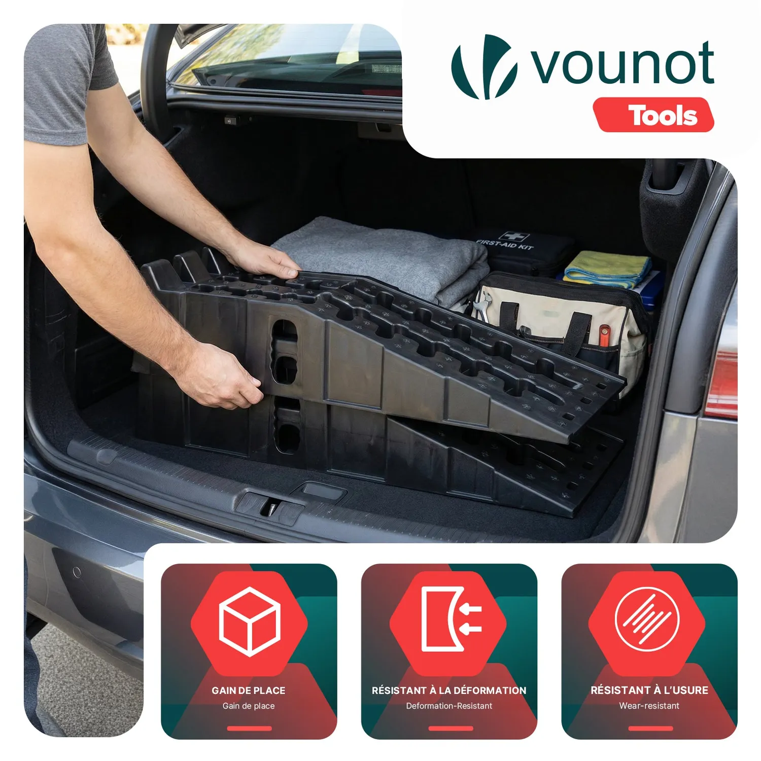 VOUNOT Rampe Livellamento Auto 5T 91x30,5x22 cm in PP Nero 2pz