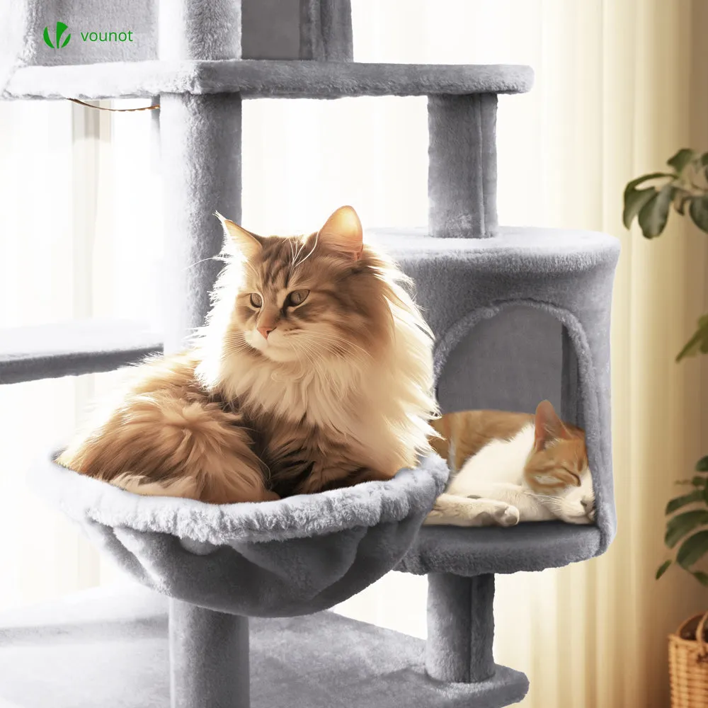 VOUNOT Albero Tiragraffi Gatto 5 Livelli 168 cm Grigio con Amaca