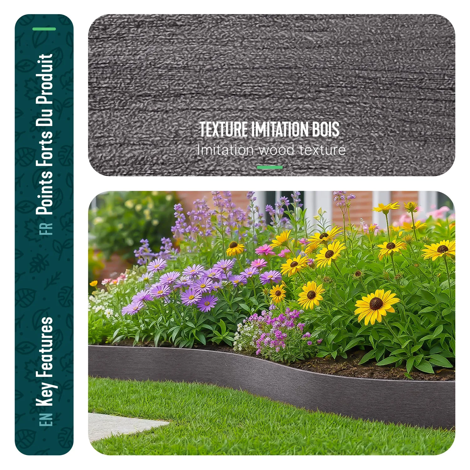 Vounot Bordura Giardino PE 20m Grigia 8 cm
