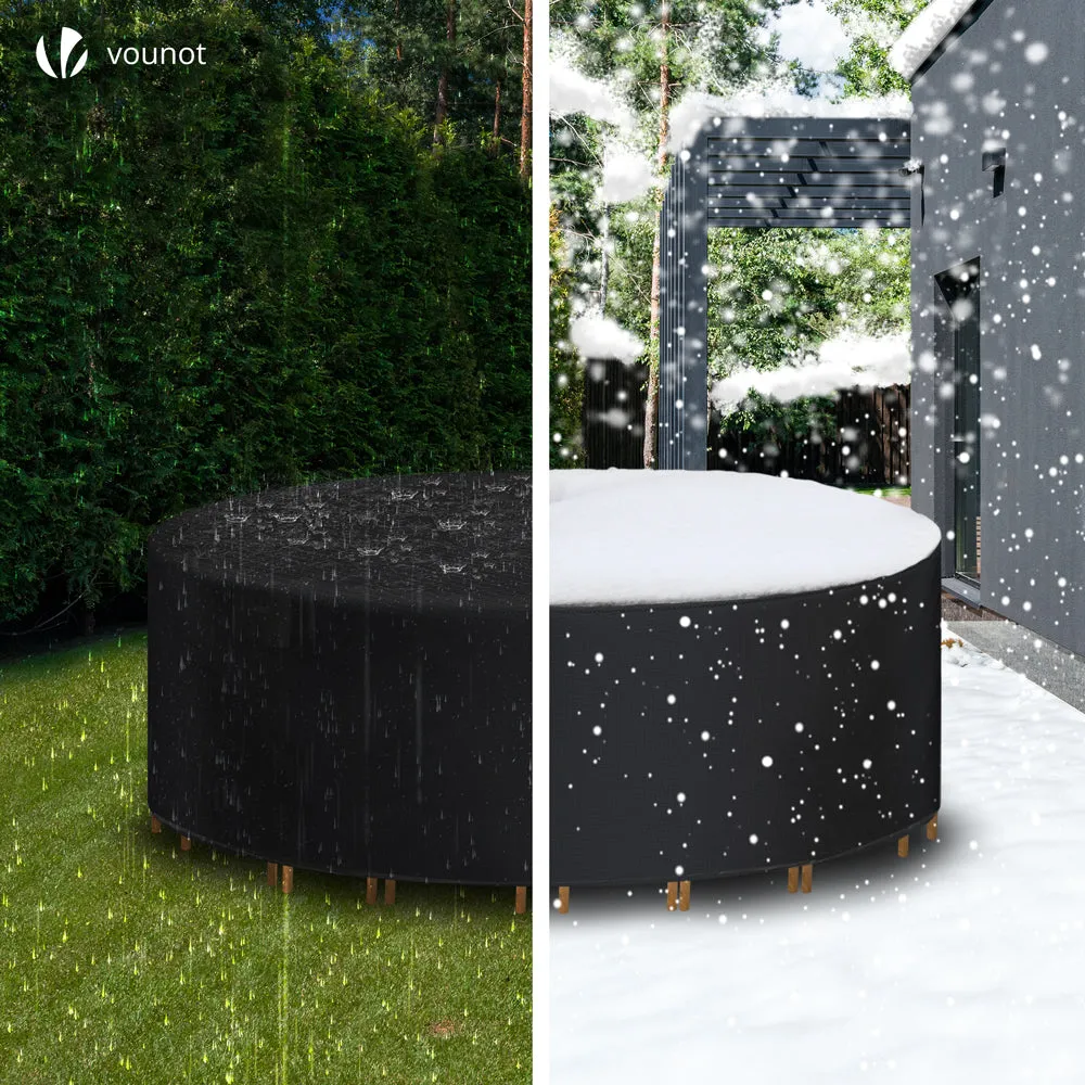 VOUNOT Copertura tavolo giardino rotonda nera Ø180x73 cm 420D