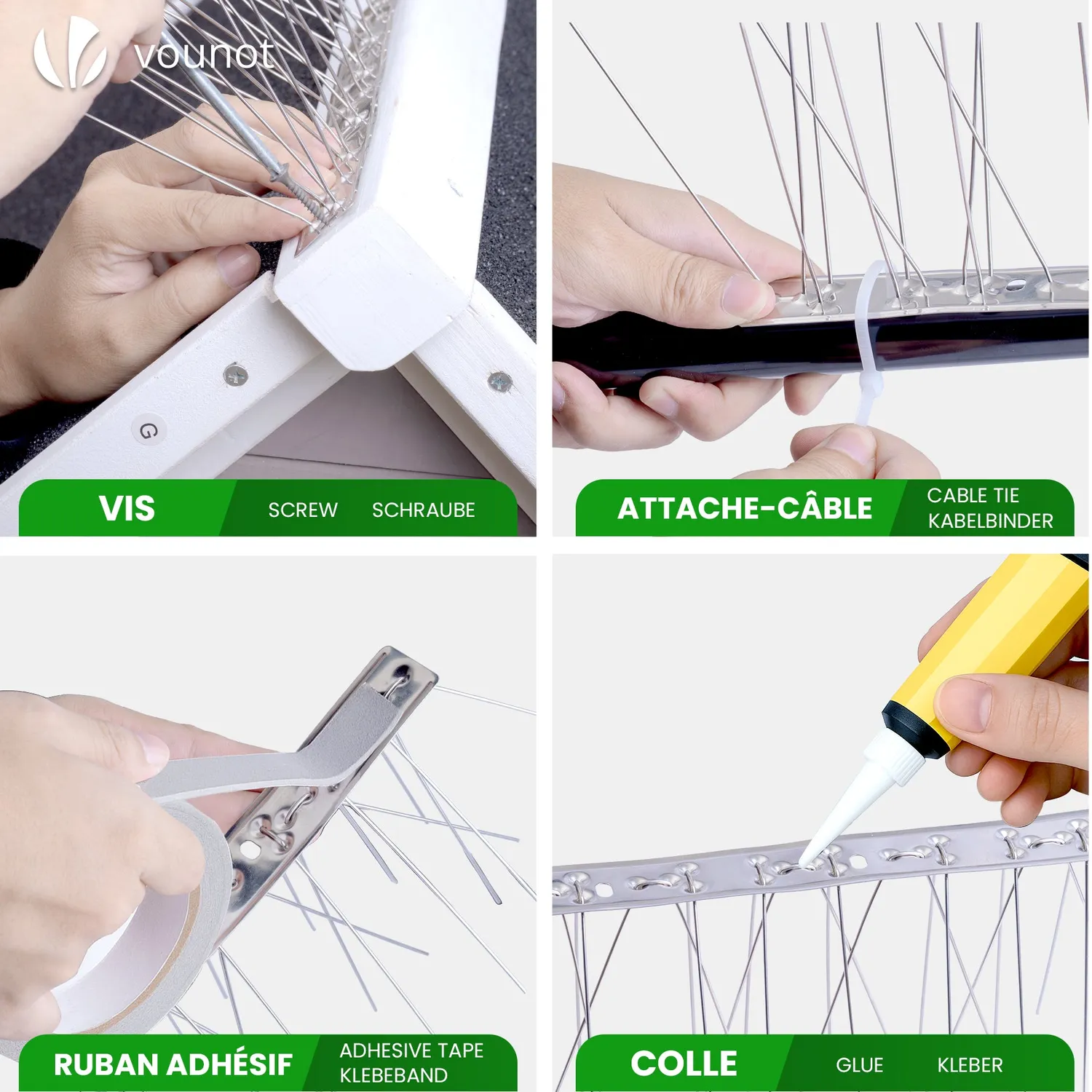 VOUNOT Dissuasore Piccioni Acciaio 6,5m 26 Moduli