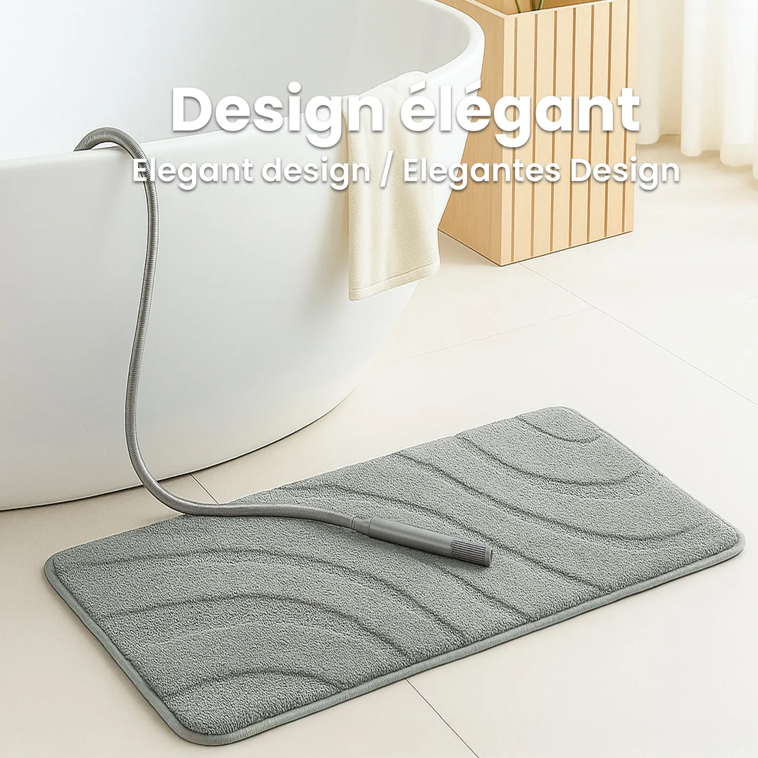 VOUNOT Tappeto Bagno Antiscivolo Grigio 50x80cm Microfibra