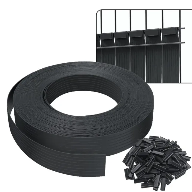 Vounot Kit Lamelle PVC Frangivista 75m Nero 4,7cm 150 Clip