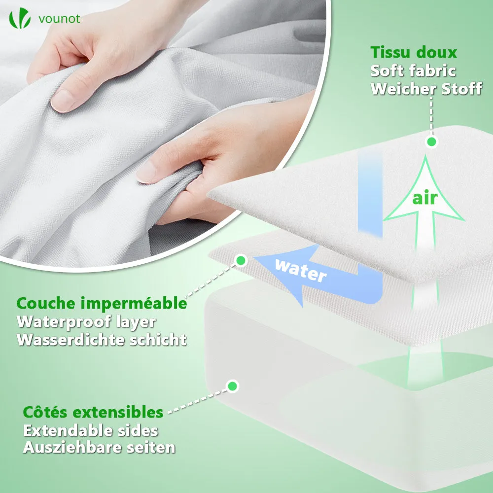 VOUNOT Coprimaterasso impermeabile 90x190cm 2 pezzi bianco