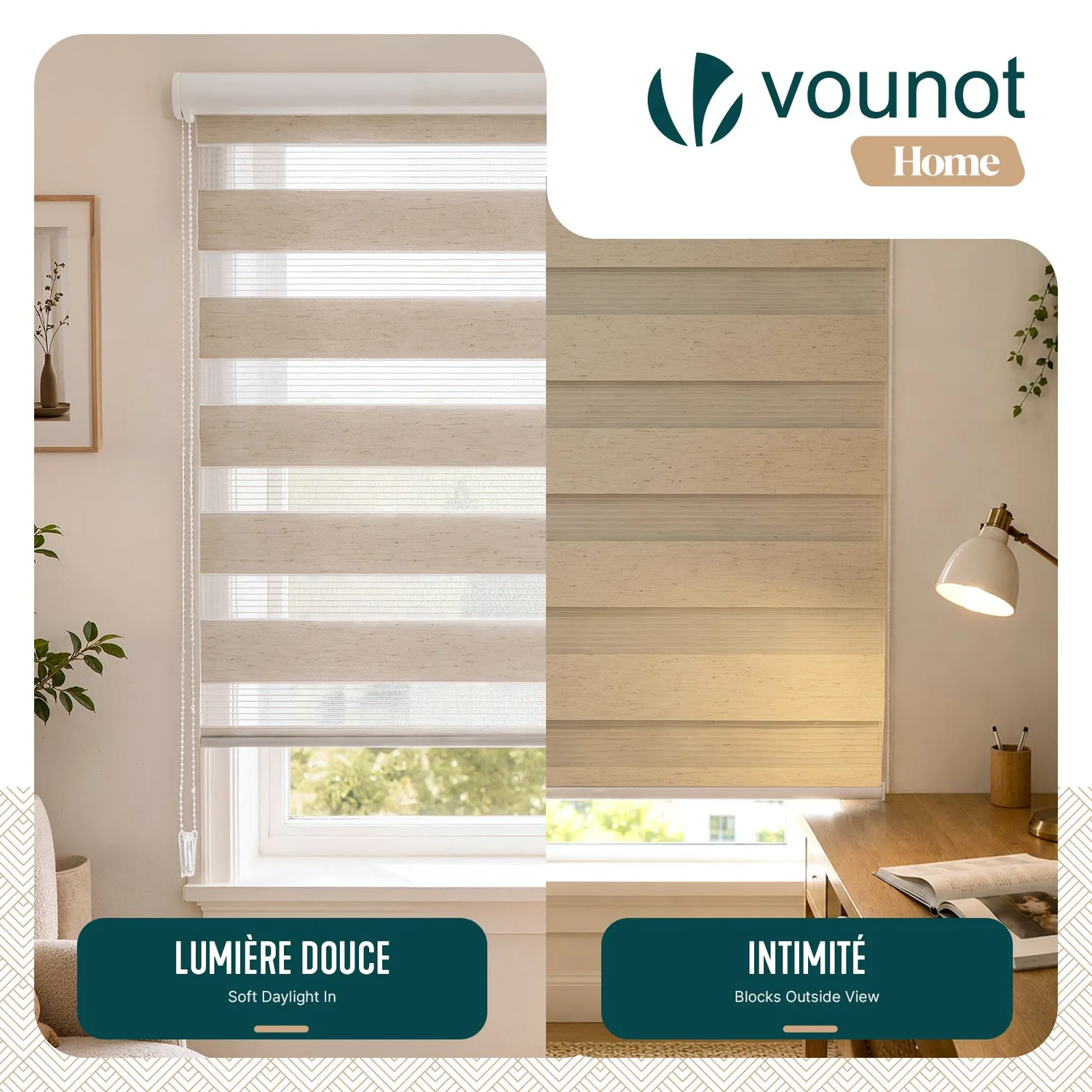 Vounot tende a rullo giorno e notte 50x150 cm lino 2 pezzi