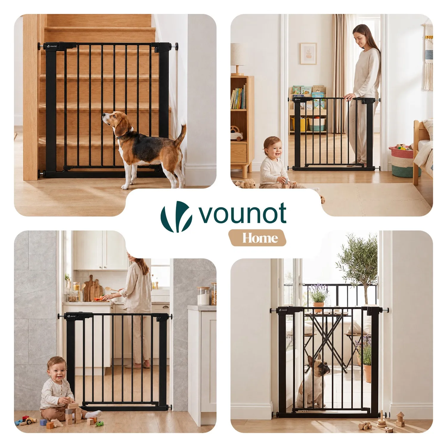 VOUNOT Barriera Sicurezza Bambini 75-82 cm Nera Metallo