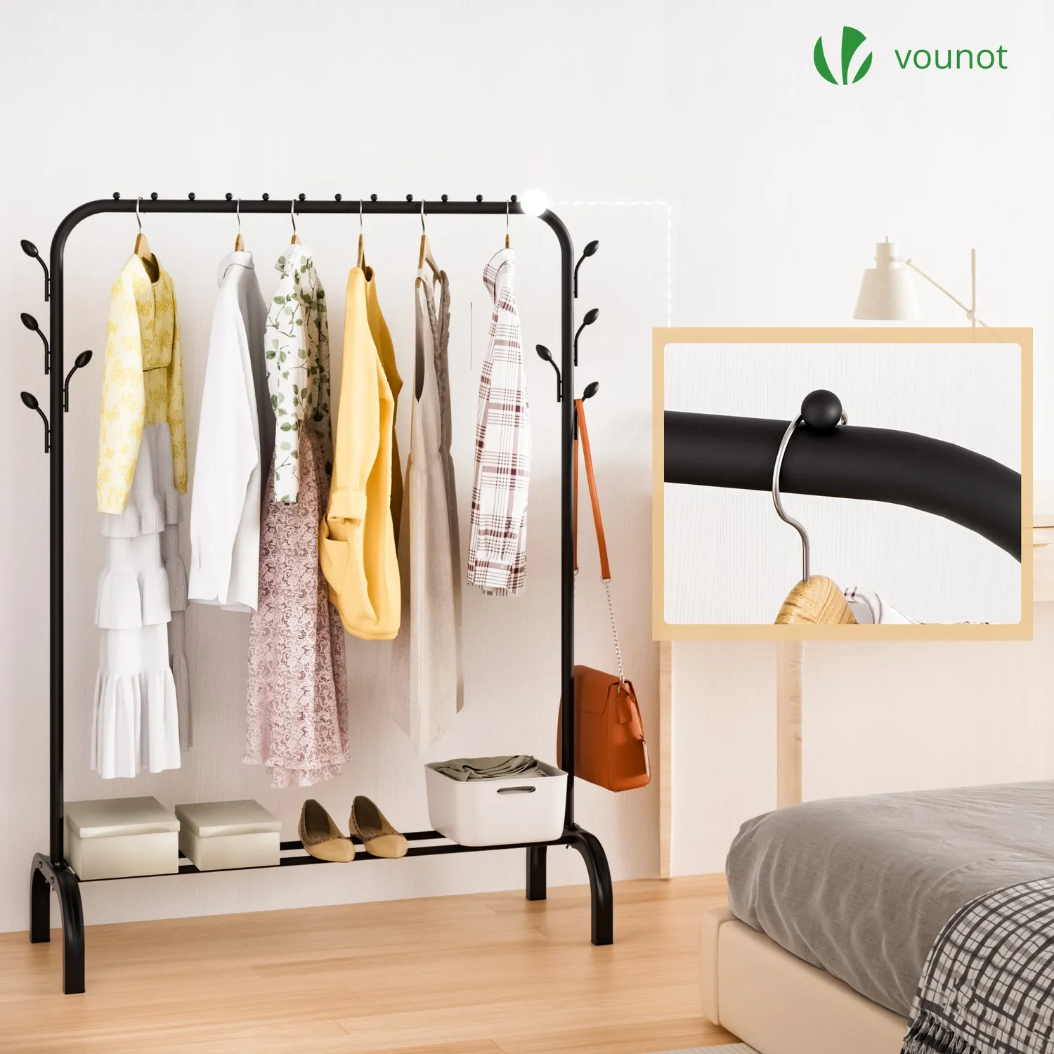 Vounot stender appendiabiti 110x41x150cm nero metallo