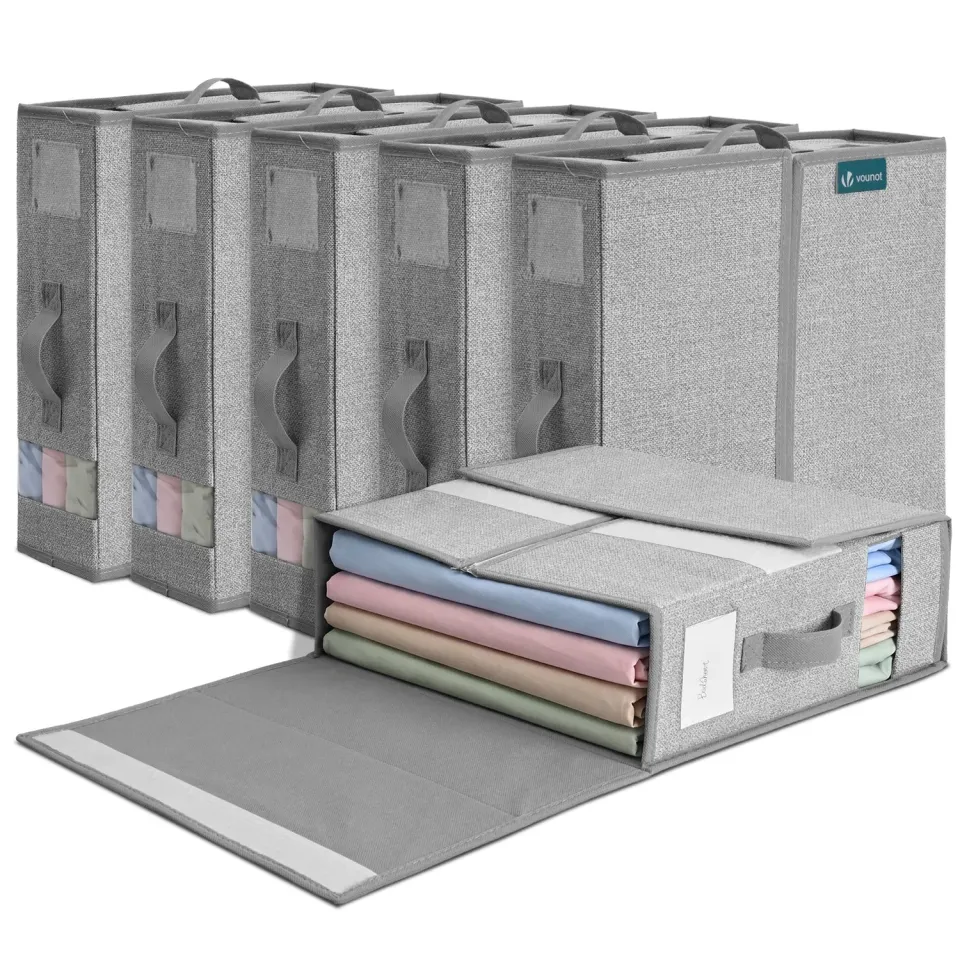 Vounot Organizer Biancheria Contenitore 6 Pezzi Grigio 38,5x33x12 Traspirante