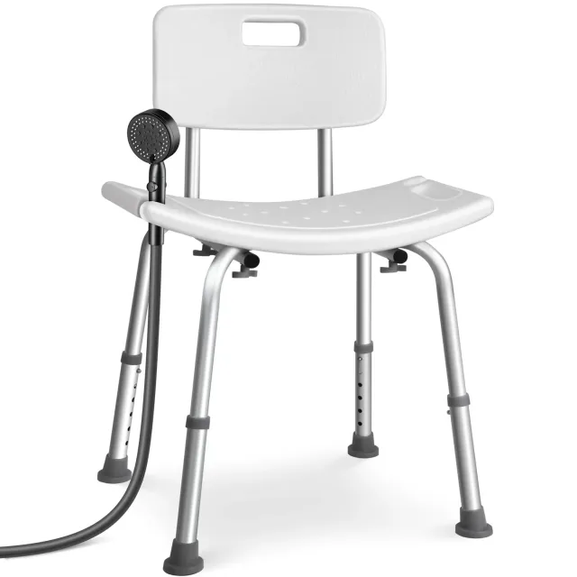 Vounot sedia doccia alluminio bianca regolabile HDPE